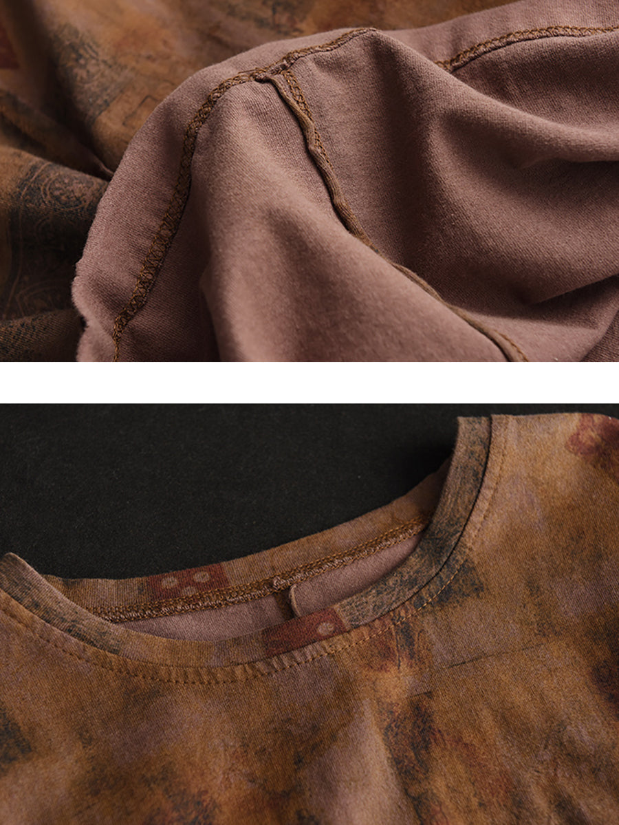 Casual Geometric Print Loose Spliced Shirt