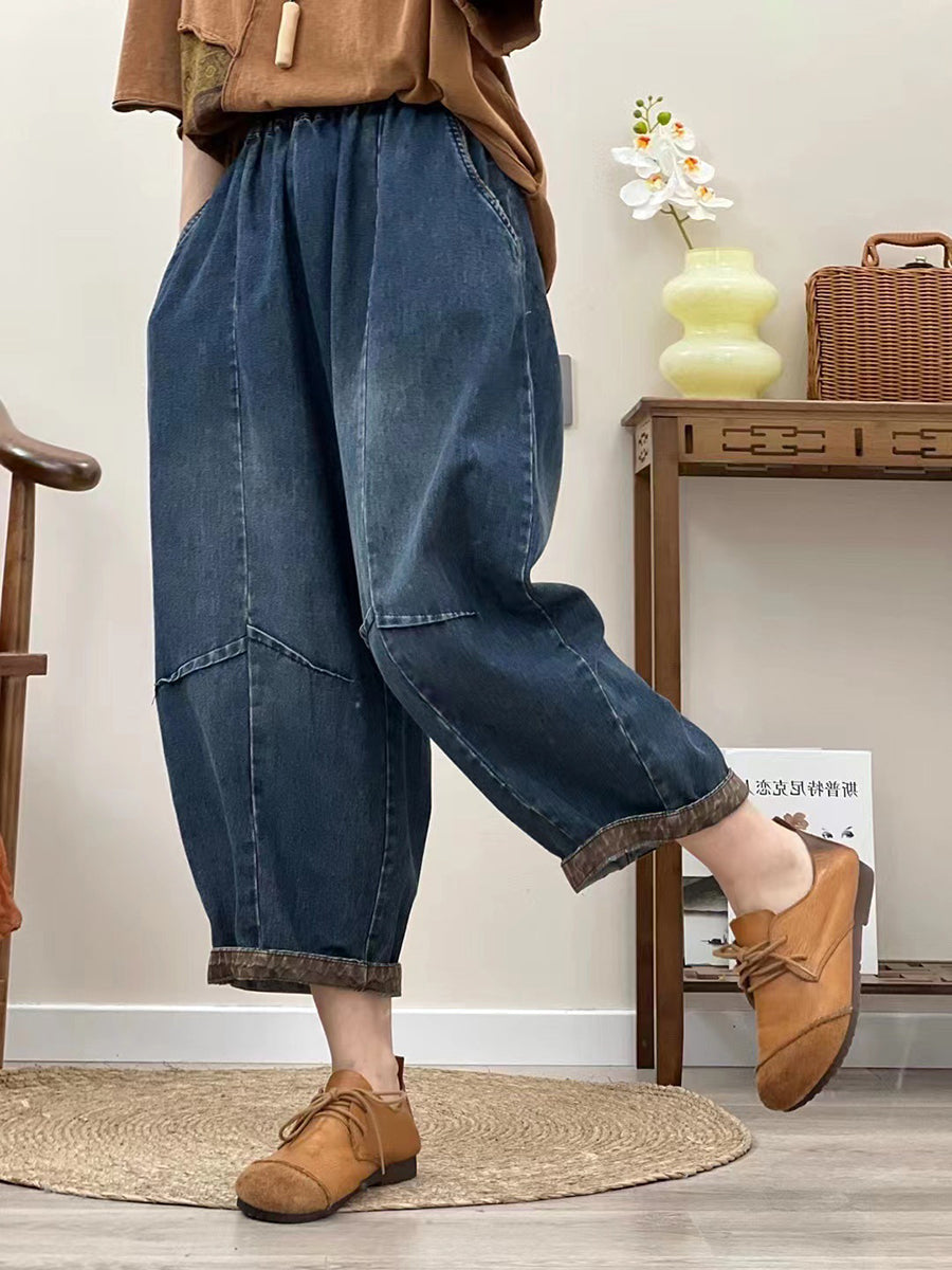 Spring Retro Fade Loose Harem Denim Pants