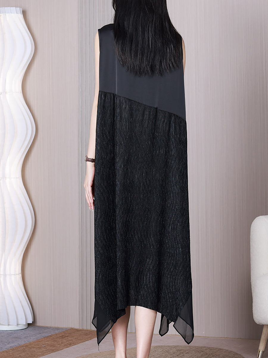 Women Summer Casual Irregular Spliced Solid Vest Dress