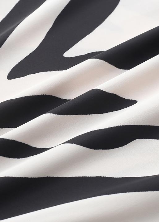 2021 Summer Suit Zebra Stripe Silk Wide Leg Pants Irregular Two Piece Set - Omychic