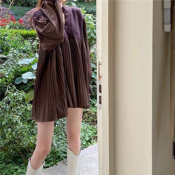 Patchwork Draped Casual Dress Women Tide Fashion New Korean Dresses - Omychic