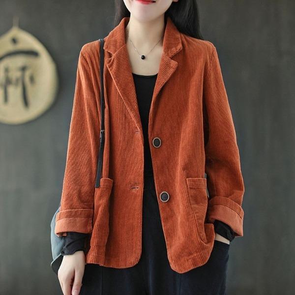 Autumn New Cotton Corduroy All-match Coats 2020 Loose Comfortable Long Sleeve Women Tops Coat - Omychic