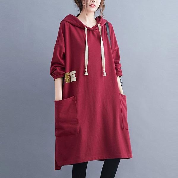 Oversized Women Casual Dress Female Hooded Knee-length Dress - Omychic