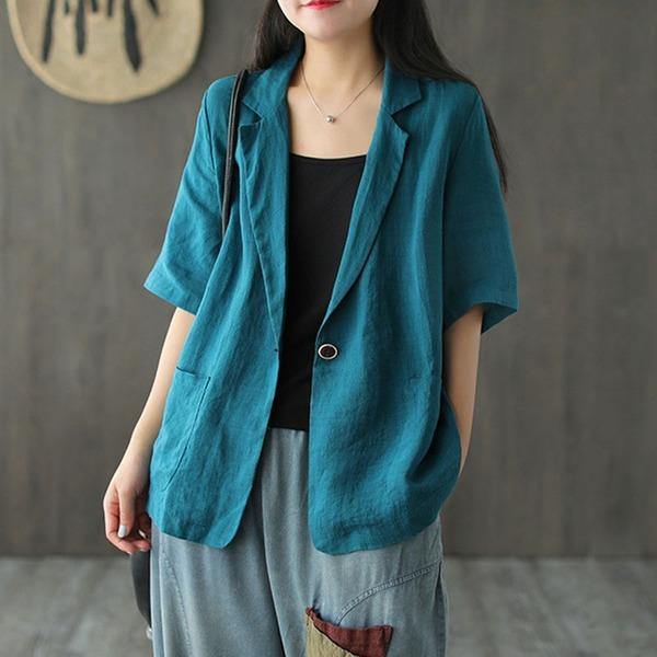 2020 Summer New Cotton Linen Comfortable All-match Women Coat - Omychic