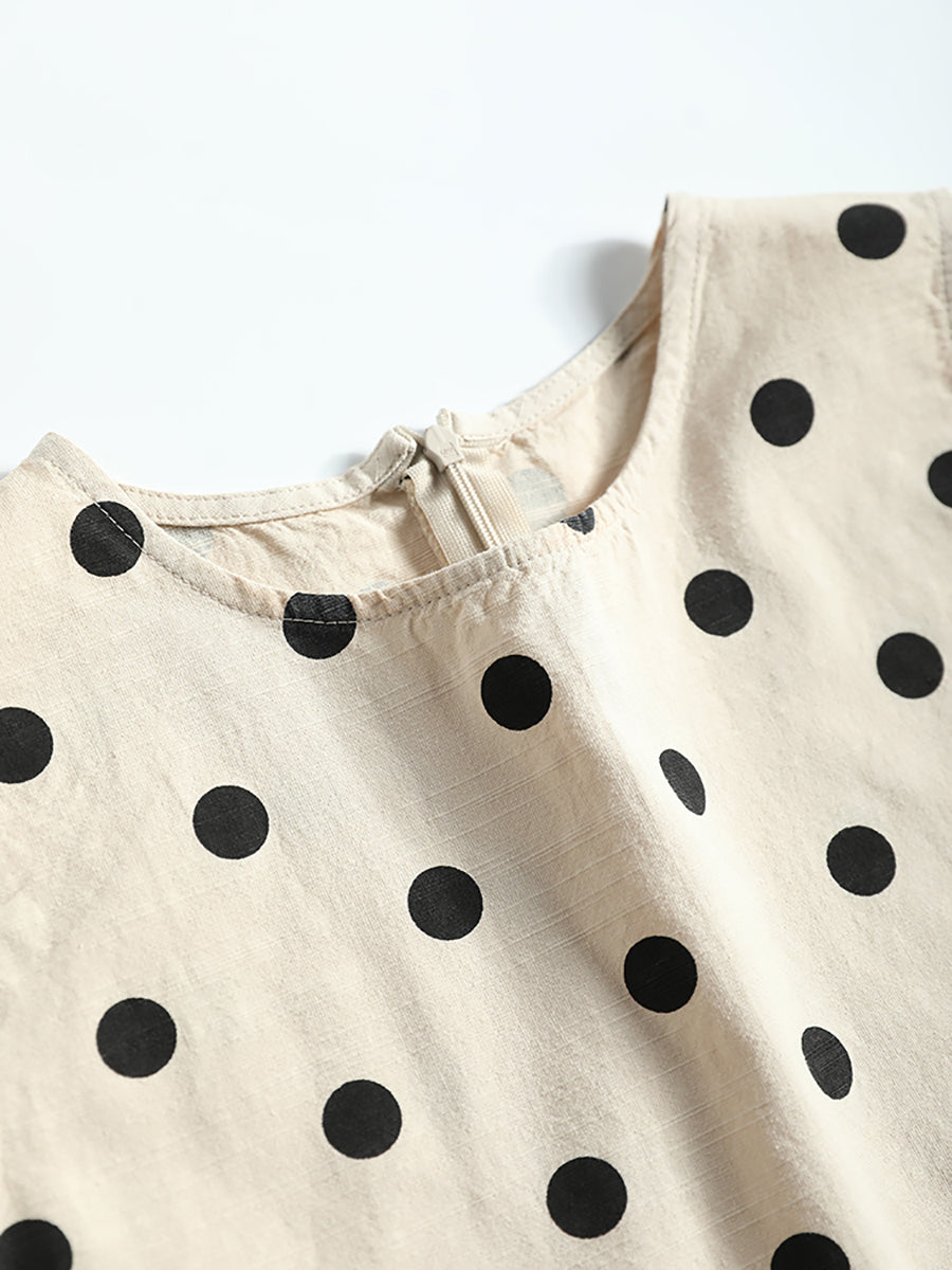 Polka Dot Lacework Hem Loose Cotton Vest