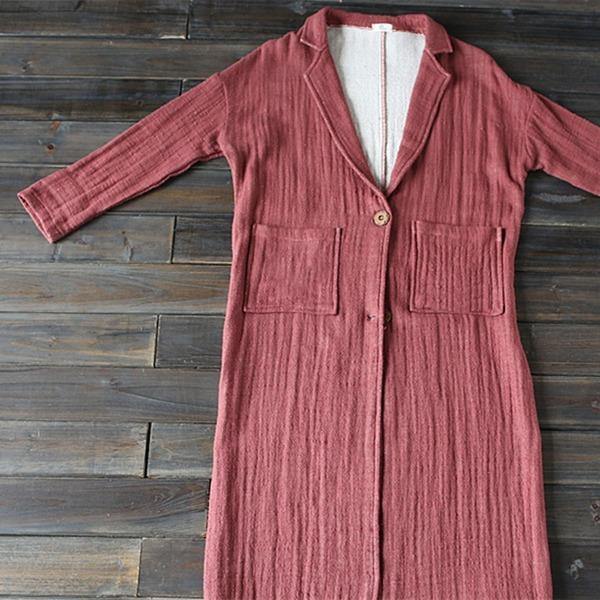 Winter Fashion Cotton Linen Long Women Trench Loose Coat - Omychic