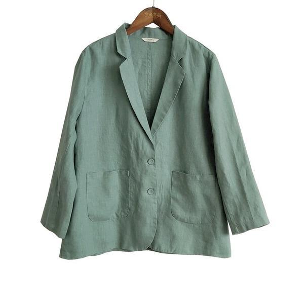 Solid Color Linen Coats Pockets 2020 Spring New 6 Color Button Women Clothing Casual Jackets - Omychic