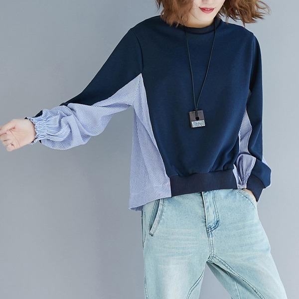 Oversized Women Autumn Casual Sweatshirt  Patchwork Striped Loose Comfortable Female Pullovers Tops - Omychic