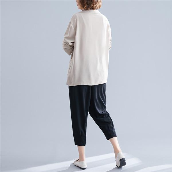 long sleeve cotton linen plus size ladies causal loose autumn spring blazer women jacket 2020 clothes coat - Omychic