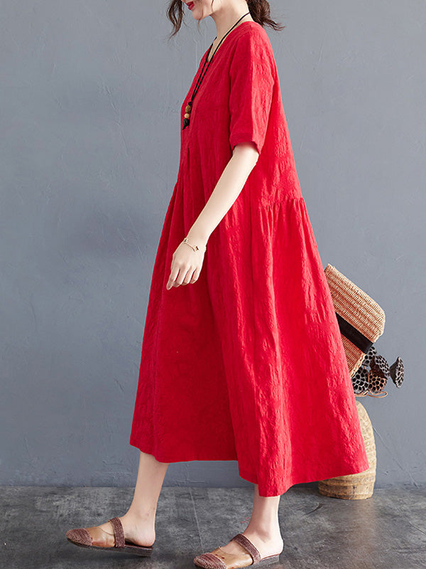 Summer Cotton Blend Solid Color Irregular Dress