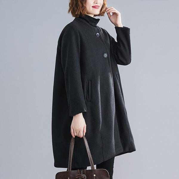 gray black wool plus size casual loose autumn winter coat women 2020 clothes Outerwear - Omychic