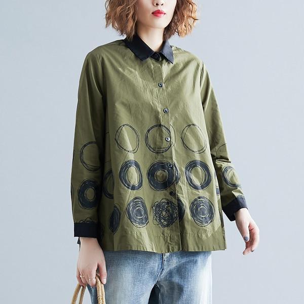 omychic cotton linen autumn vintage plus size Casual loose shirt women elegant blouse 2020 clothes ladies tops streetwear - Omychic