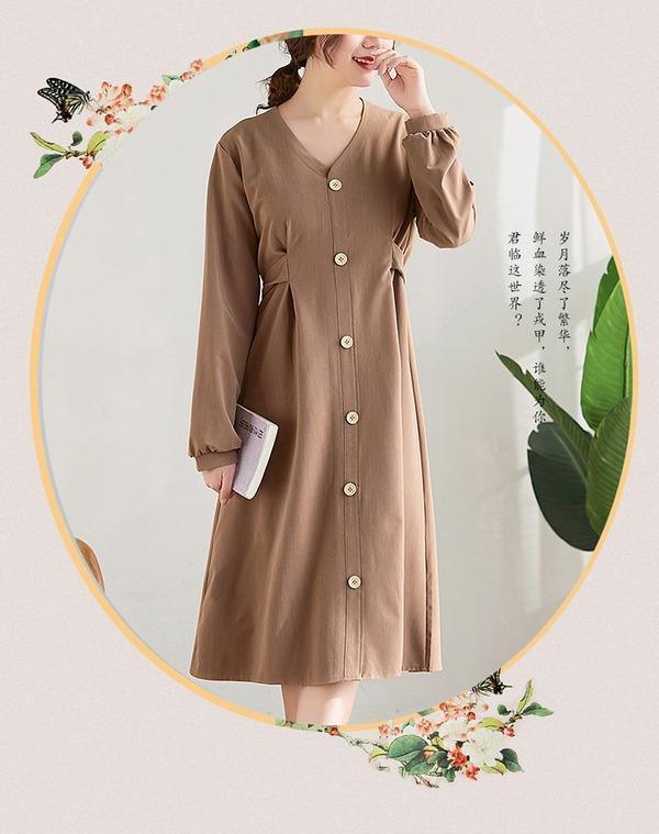 long sleeve plus size cotton vintage women casual loose midi spring autumn elegant party dress clothes - Omychic