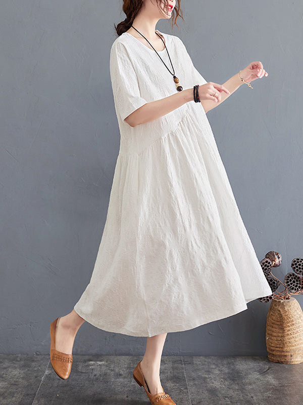 Summer Cotton Blend Solid Color Irregular Dress