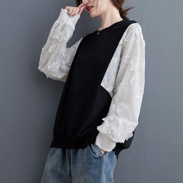 Women Casual Sweatshirt New Arrival 2020 Autumn Korean Simple Style O-neck Patchwork  Tops Pullovers - Omychic