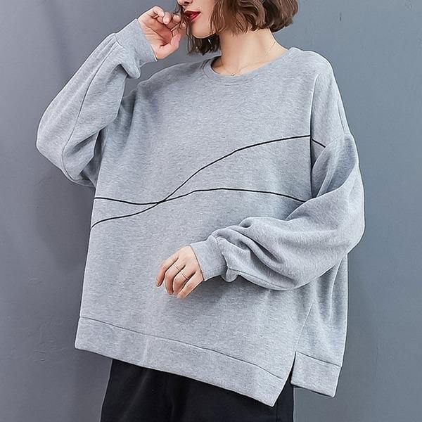 Winter Simple Style O-neck Solid Color Loose Female Pullovers Hoodies - Omychic
