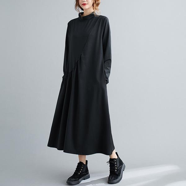 long sleeve plus size knitted vintage for women casual loose spring autumn dress - Omychic