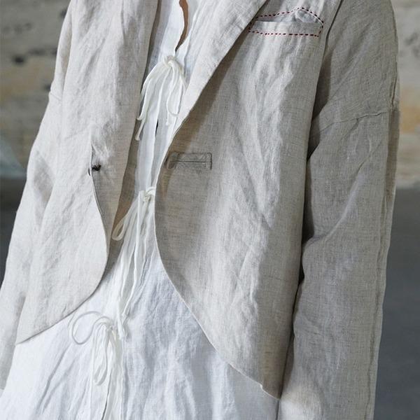 New 2020 Cotton Linen Retro Turn-down Collar Single Button Long Sleeve Coats - Omychic