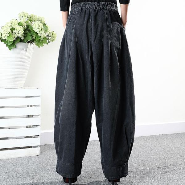Loose Pants Women Casual Harem Pants Winter The New Fashion Solid Color Elastic Waist Pleated Aimplicity All-nmatch - Omychic