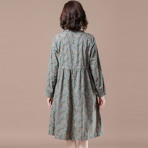 Plus Size Women Casual Dress New 2020 Autumn Vintage Floral Print 100%  Elegant Dresses - Omychic