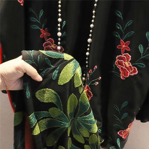 Embroidery Patchwork Dress Women  New Style Temperament All Match Hooded Collar Dress - Omychic