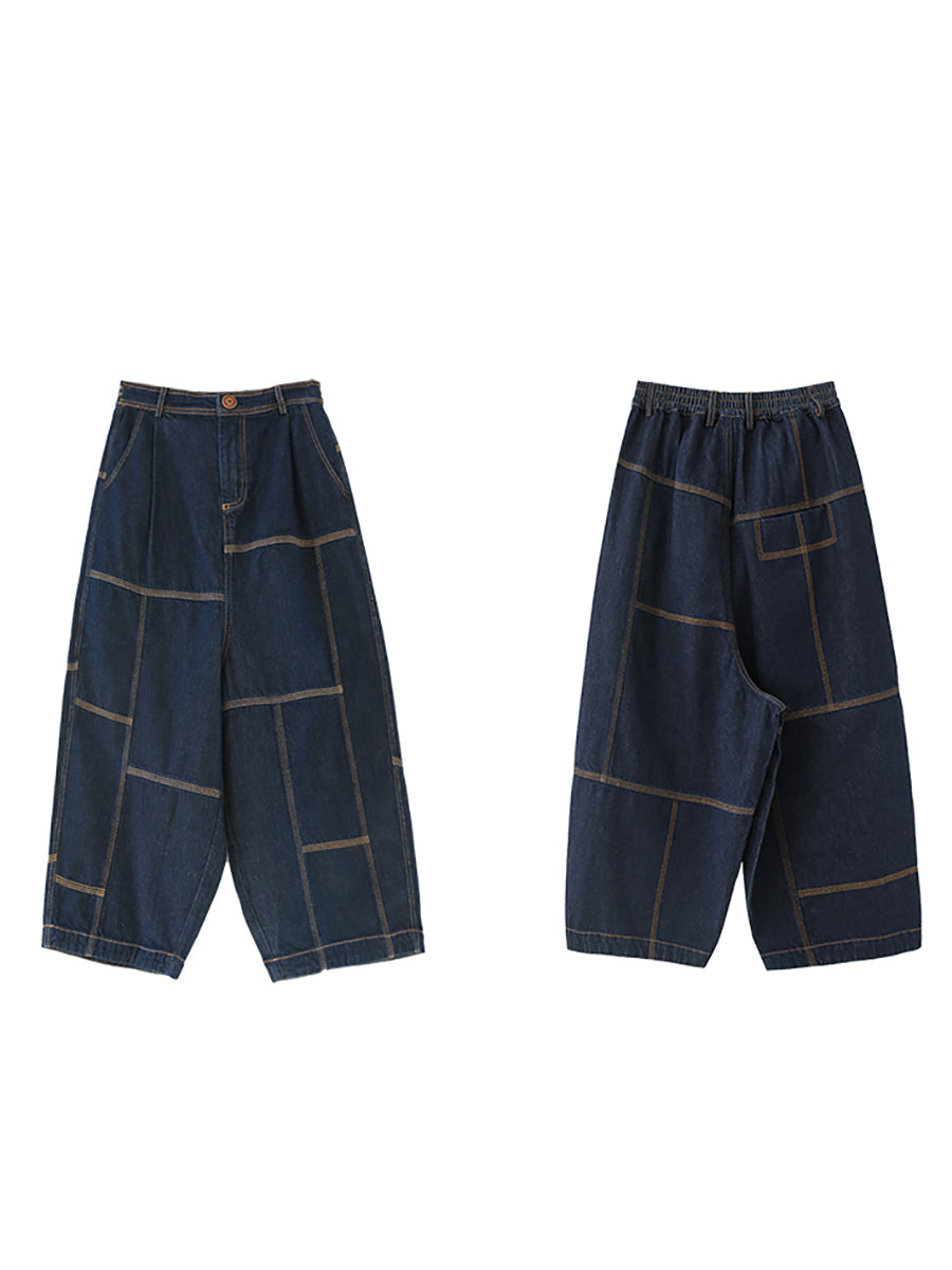 Loose Casual Summer Vintage Stitching Pocket Denim Pants