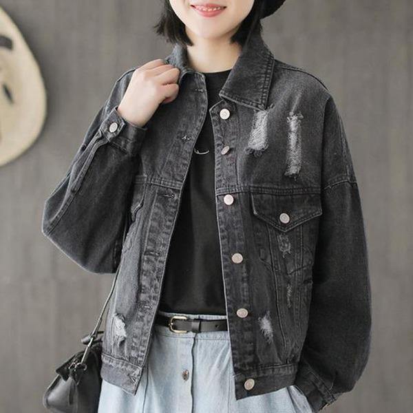 2020 New Autumn Clothes Turn-down Collar Single Breasted Loose Women Vintage Tops Coats - Omychic