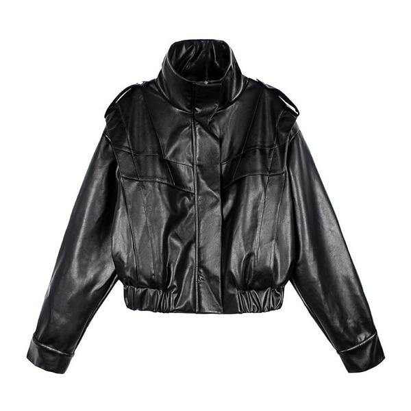 PU Leather Jacket Fashion New Women Elegant Goddess Fan 2020 Winter Full Sleeve Minority Casual Style Coat - Omychic