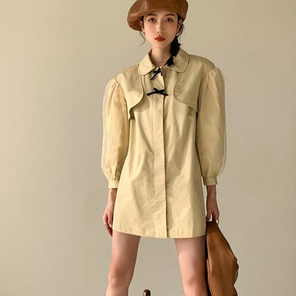 Patchwork Bow Single Breasted Trench Women 2020 Winter Casual Fashion Style Temperament All Match Women Clothes - Omychic