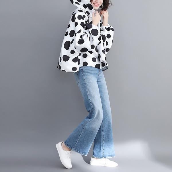satin plus size vintage Polka Dot hoodie casual Loose Oversized spring Autumn Coat Women Jacket Zipper Clothes 2020 Cardigan - Omychic