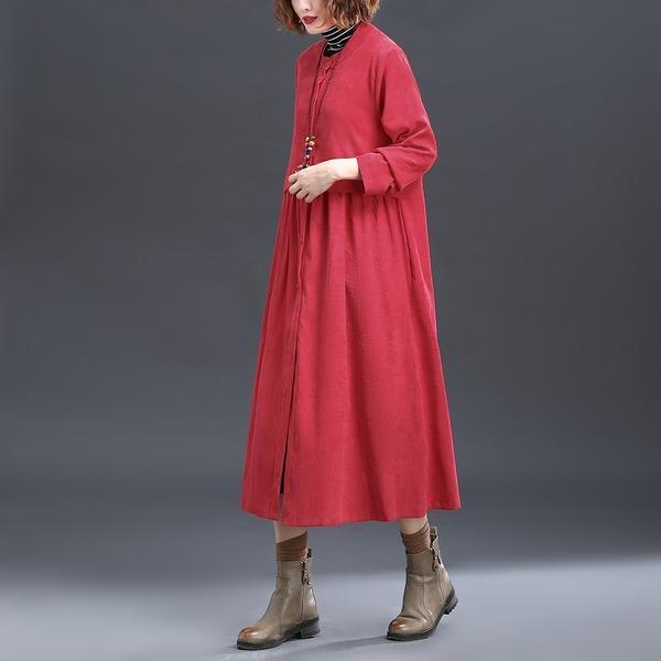 corduroy plus size Oversized vintage women casual loose long autumn spring female trench coat - Omychic