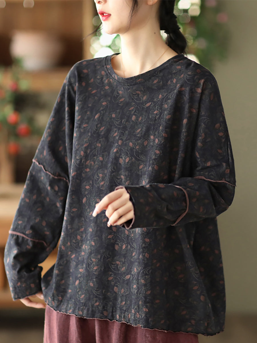 Casual Geometric Print Loose Spliced Shirt