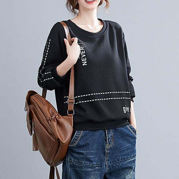 2020 Korean Simple Style Letter Print Loose Female Casual Hoodies - Omychic