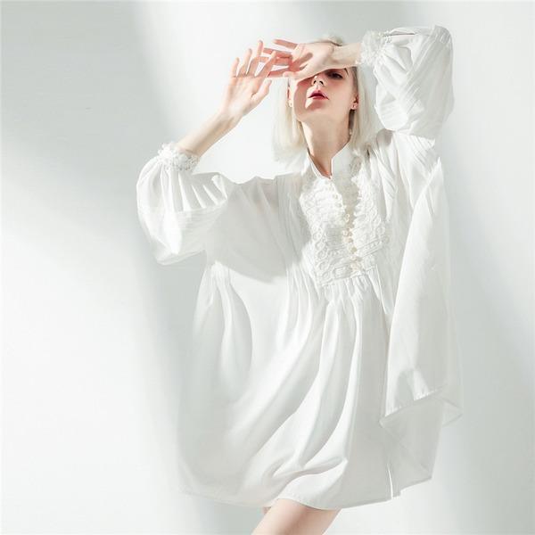 White Women Dress Fashion New Women 2020 Winter Tide Full Sleeve Pleated  Dress - Omychic