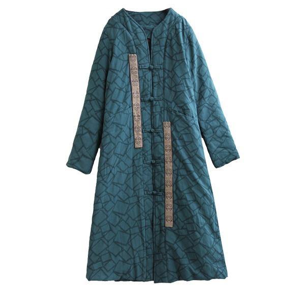 Winter New Button Warm Stand Long Sleeve Women Parkas Patchwork Coats - Omychic