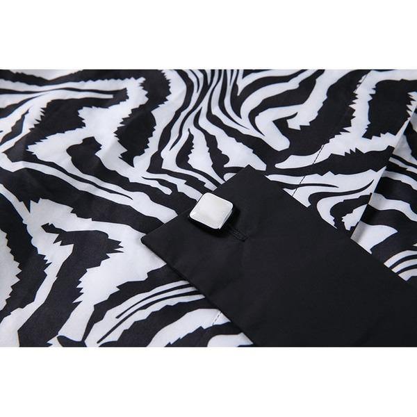Splicing Irregular l Shirt Turn-down Collar Zebra Pattern Print Autumn and Winter New Loose Fashion - Omychic