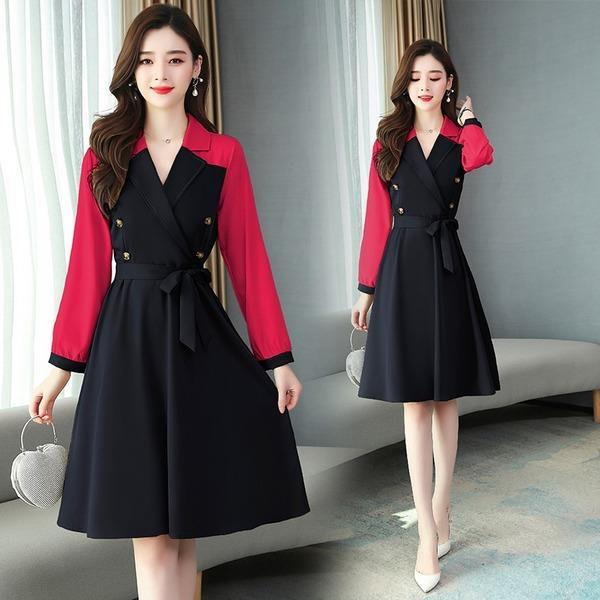 long sleeve plus size women causal loose midi spring  autumn dress   for women - Omychic