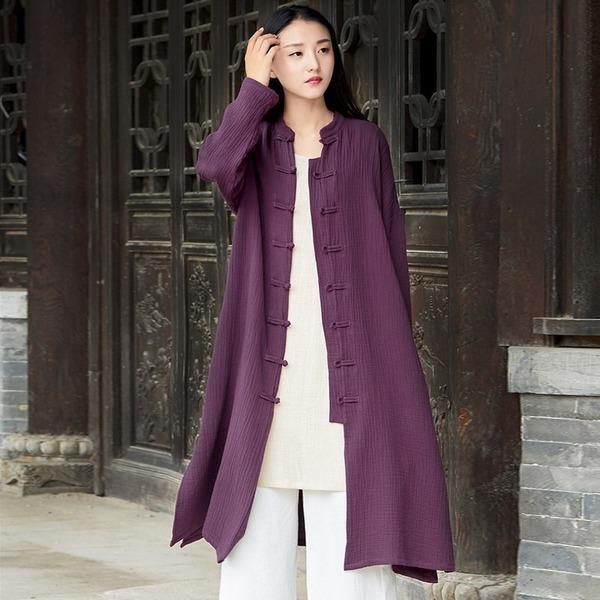 2020 Autumn New Cotton Linen Long Sleeve Quality Loose Women Coat - Omychic