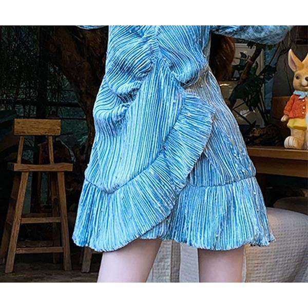 Solid Color Celebrity Temperament Self Cultivation Pleated 2020 Winter - Omychic