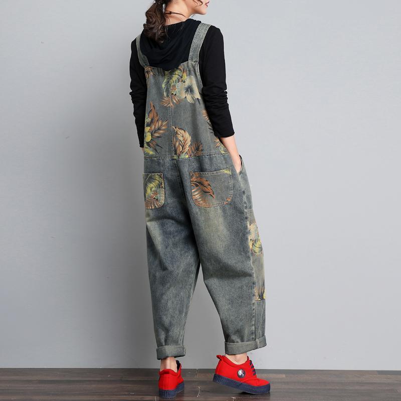 Loose Retro Printing Thin Jumpsuit Summer