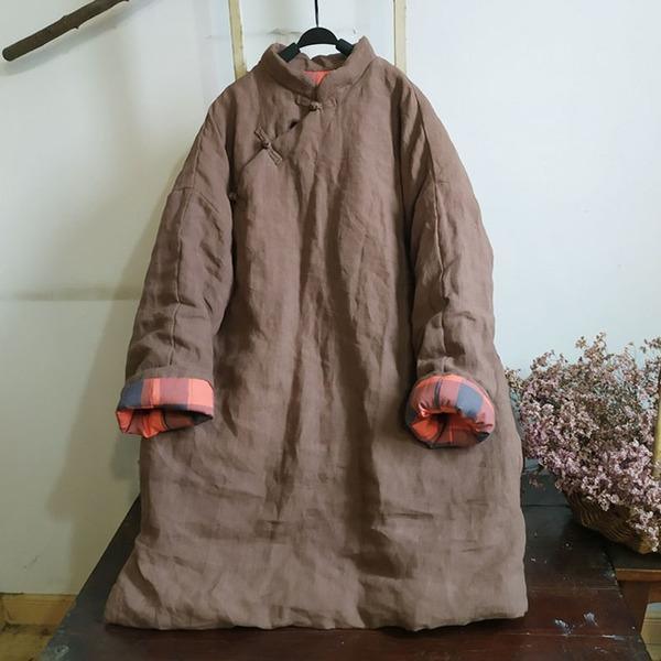 Women Chinese Style Parkas Coats Warm Female Clothes A-Line Parkas - Omychic
