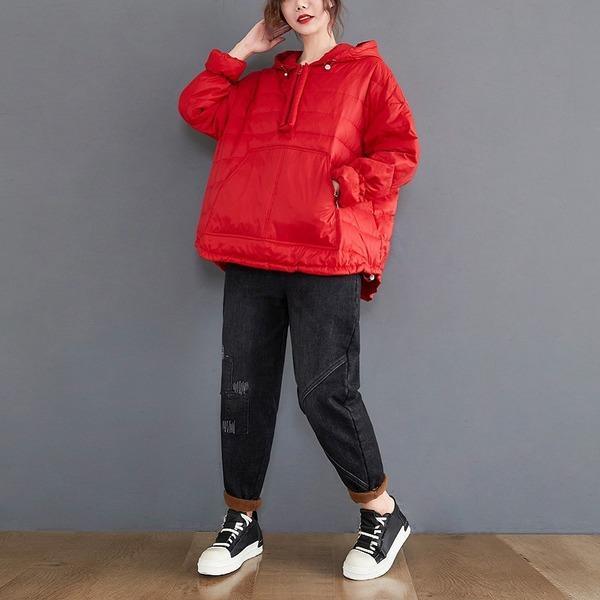 plus size oversized Cotton hooded casual loose autumn winter woman jacket 2020 Coat clothes women outerwear - Omychic