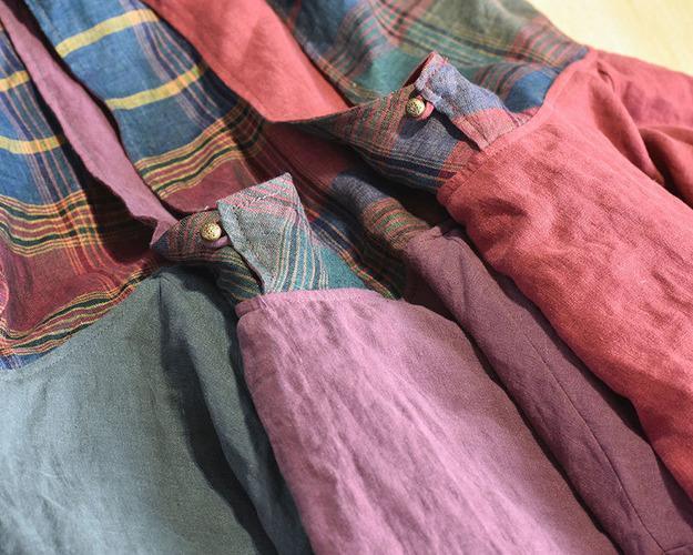 Women Linen Patchwork Hooded Coat Parkas Ladies Vintage Flax Tops Female 2020 Outerwear 2020 Autumn Winter - Omychic