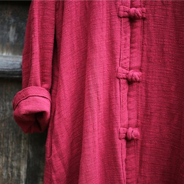 2020 Autumn Cotton Linen Vintage Women Trench Coats Long Section Trench Coats - Omychic