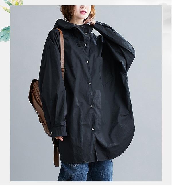 cotton plus size Oversized hooded vintage casual loose autumn spring trench coat - Omychic