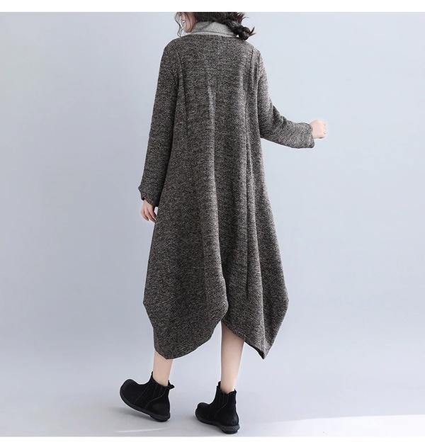 women casual loose autumn winter dress elegant zipper clothes 2020 ladies dresses - Omychic