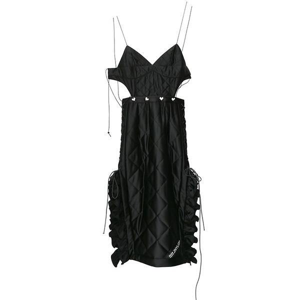Women Strapless Backless Patchwork Black 2020 Winter Minority Loose Dress - Omychic