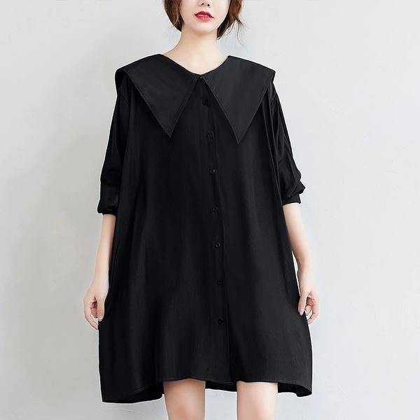 long sleeve plus size vintage for women casual loose mini short spring autumn shirt dress - Omychic