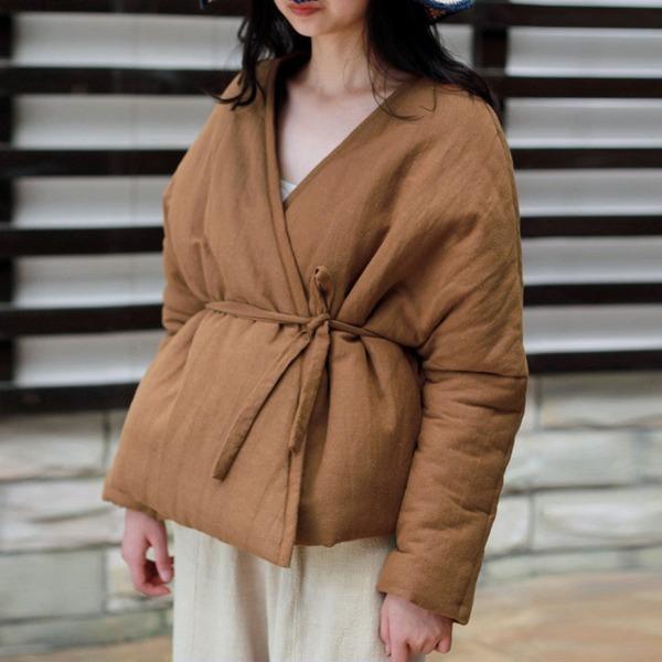 JWinter Solid Color Belt Asymmetric Length  2020 Casual Vintage Long Sleeve Female Thick Coats - Omychic