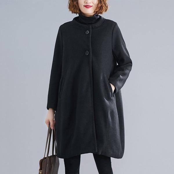 gray black wool plus size casual loose autumn winter coat women 2020 clothes Outerwear - Omychic